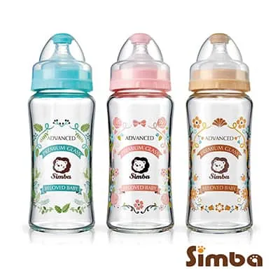 小獅王辛巴 蘿蔓晶鑽寬口玻璃大奶瓶3支組(270ml)